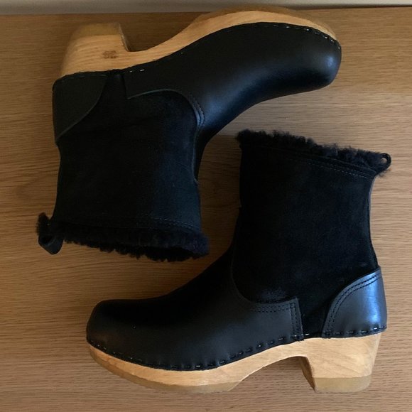 No.6 5" Shearling Clog Boot Mid Heel Suede Size 7 - Picture 3 of 13